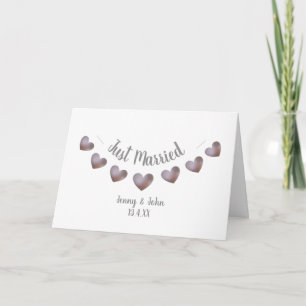 Just married wedding congratulations with hearts card