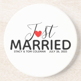 Just Married Wedding Custom Coaster