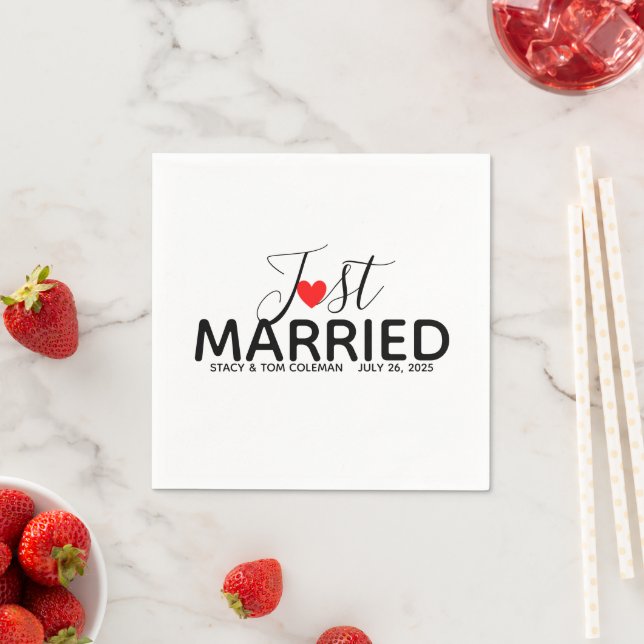 Just Married Wedding Custom  Napkin (Insitu)