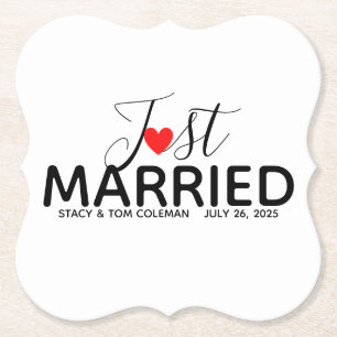 Just Married Wedding Custom  Paper Coaster