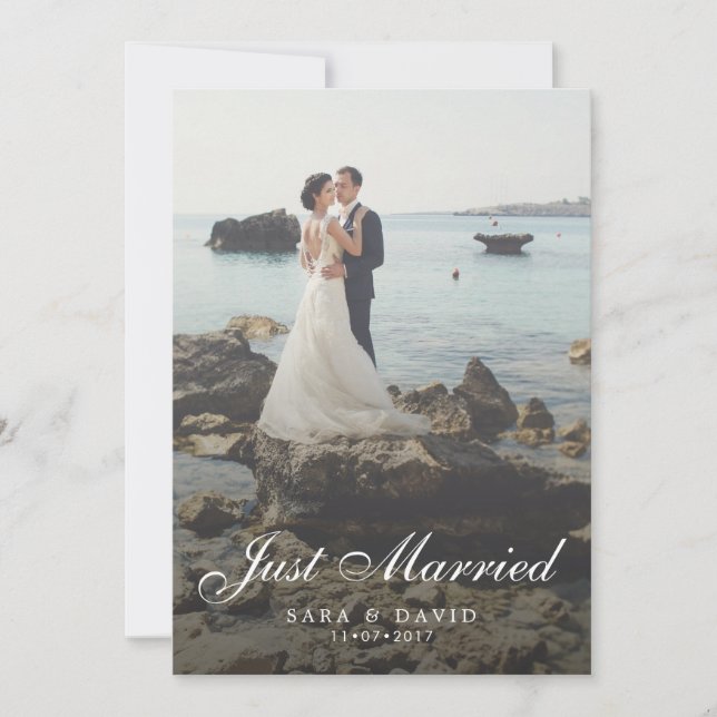 Just Married Wedding Elopement Announcement Card (Front)