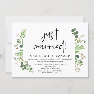 Just Married, Wedding Elopement Party Invitation