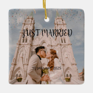 Just Married Wedding Favour Ornament Gift Photo