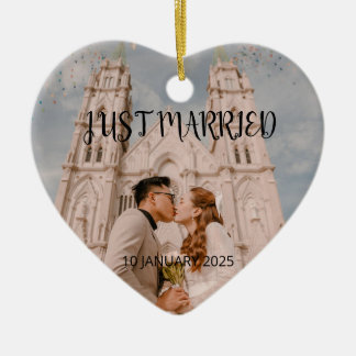 Just Married Wedding Favour Ornament Gift Photo