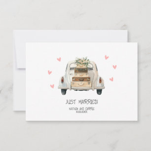 Just Married Wedding Flat Thank You Card