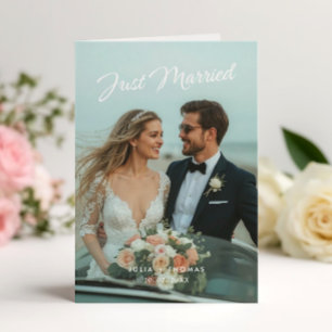 Just Married Wedding Folded Photo Announcement