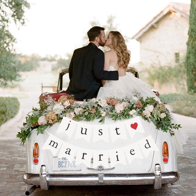 Just Married Wedding Getaway Car  Bunting (Just Married Wedding Getaway Car Bunting Flags)