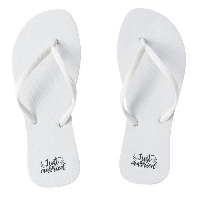 Just Married Wedding Marriage Slippers Thongs (Footbed)