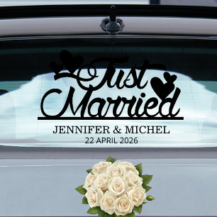 Just Married Wedding Minimalist Newlywed Car