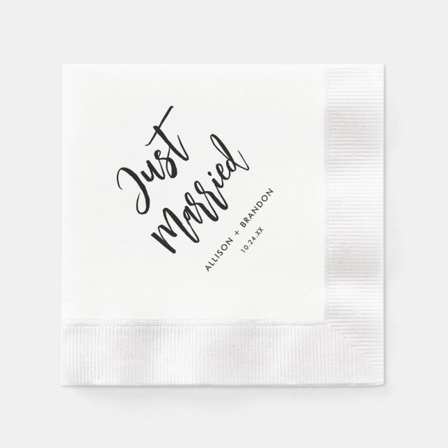 Just Married Wedding Reception Bar  Napkin (Front)