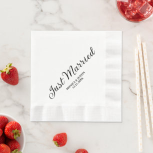 Just Married Wedding Reception Cocktail Napkin