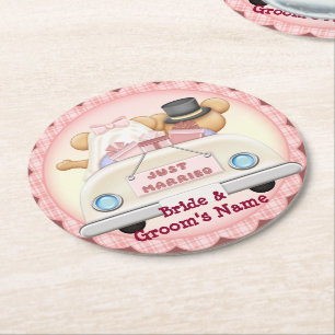 Just Married Wedding Reception Paper Coasters