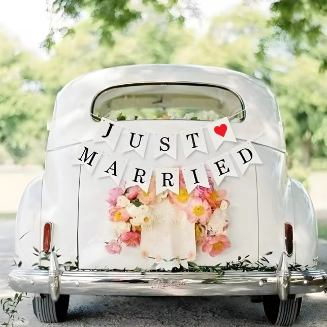 Just Married Wedding Send-Off Car Decorations  Bunting (Just Married Wedding Send-Off Car Decorations Bunting Flags)
