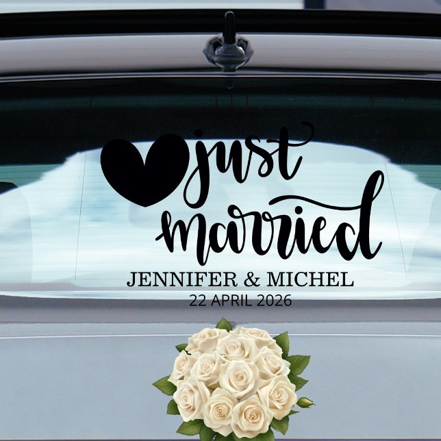  Just Married Wedding with black heart Car (Creator Uploaded)
