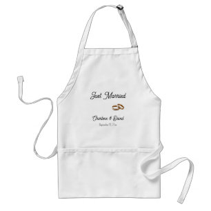 Just Married Weddings Rings Personalised Name Date Standard Apron