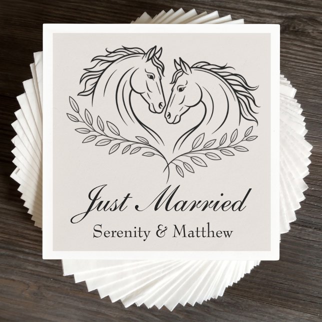 Just Married Western Horse Rustic Country Wedding Napkin (Creator Uploaded)