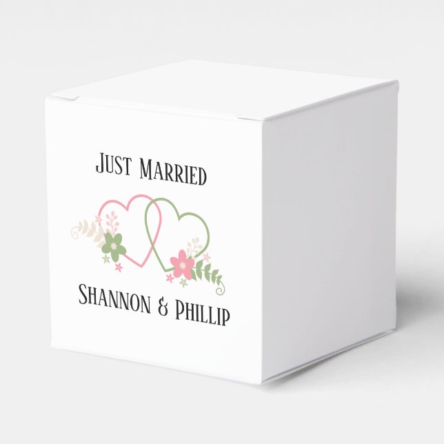 Just Married with Bride & Groom Names   Favour Box (Front Side)