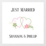 Just Married with Bride & Groom Names   Wall Decal<br><div class="desc">Great custom wedding wall decal for the bride and groom!</div>