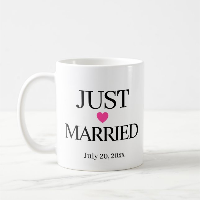 Just Married with Custom Date  Coffee Mug (Left)