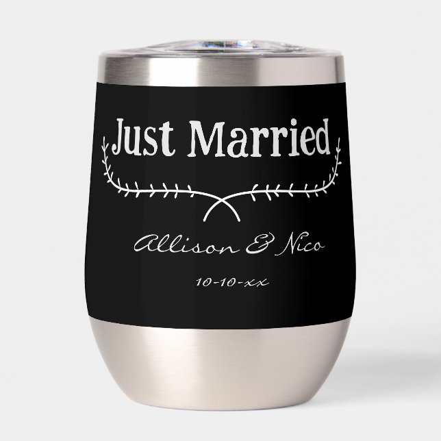 Just Married with Flourish Personalised Wedding (Front)