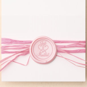 Just Married with Swirly Hearts Wax Seal Sticker