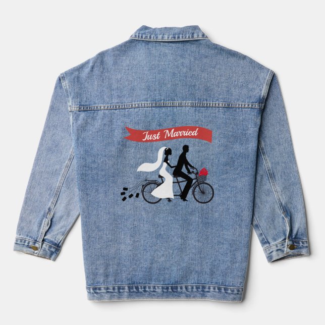 Just Married Women's Denim Jacket (Back)