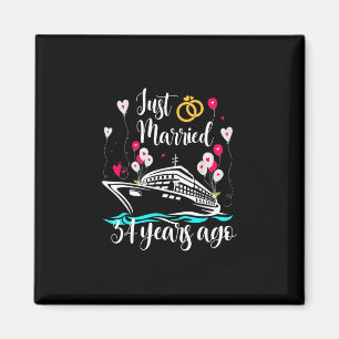 Just Married &#  Years Ago &# th Anniversary Cru Magnet