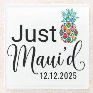 Just Maui'd Hawaii Honeymoon Couple Glass Coaster