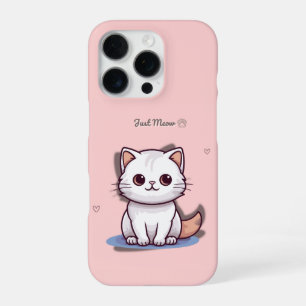 Just Meow Cute White Kitten Phone Case Pink