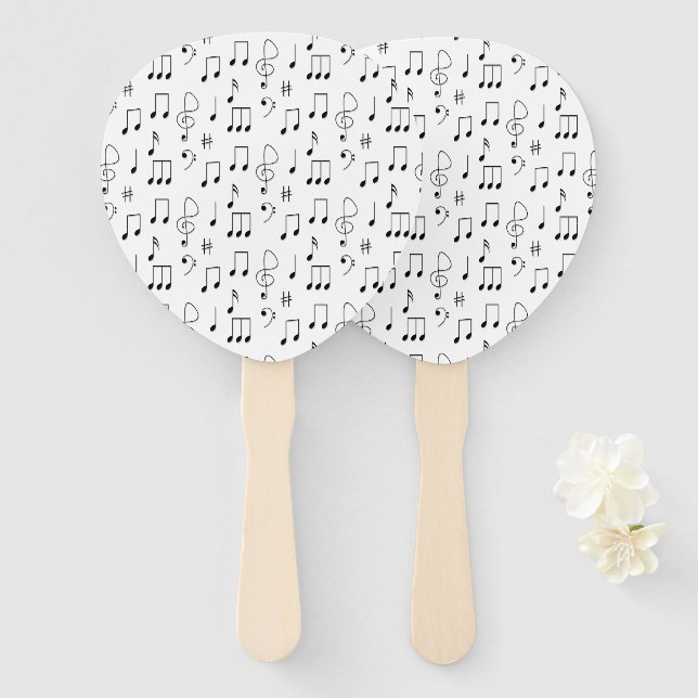 Just Noted White Hand Fan (Front and Back)
