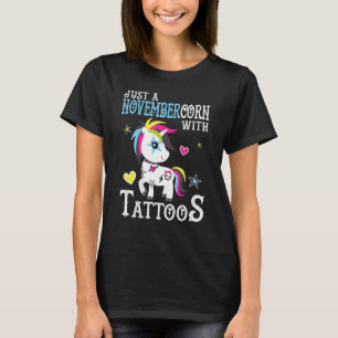 Just November Unicorn With Tatoos Rainbow T-Shirt
