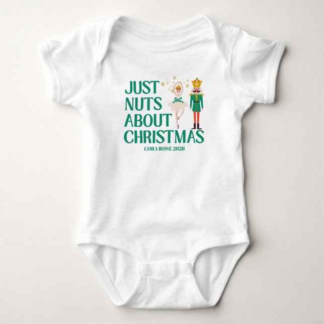 Just Nuts About Christmas Nutcracker Ballerina  Baby Bodysuit (Front)