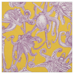 just octopuses purple yellow fabric