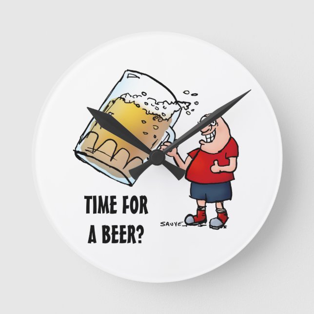 Just One BIG Beer Guy Round Clock (Front)