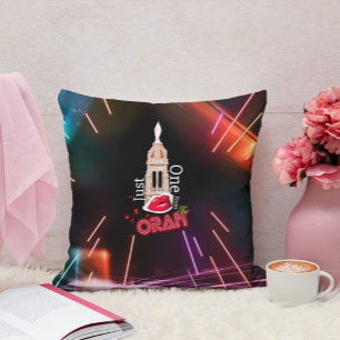 Just one kiss from Oran, Neon Black Throw Pillow