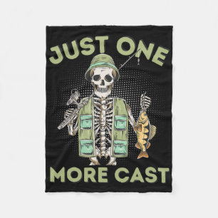 Just One More Cast - Fun Skeleton Fisherman Fleece Blanket
