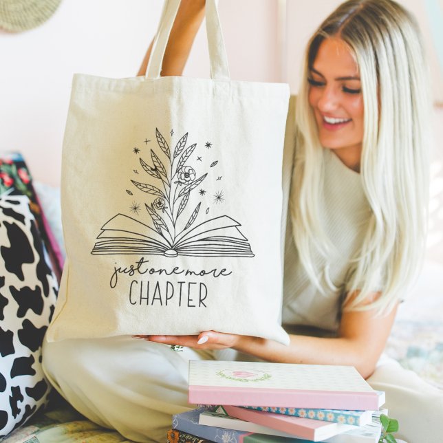 Just One More Chapter Blooming Floral Book Tote Bag (Creator Uploaded)