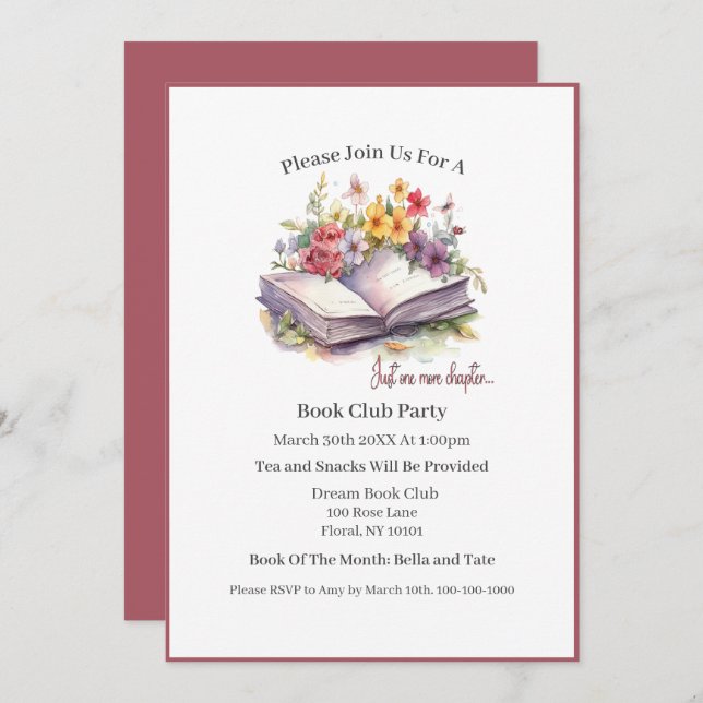 Just One More Chapter- Book Club Invitation (Front/Back)