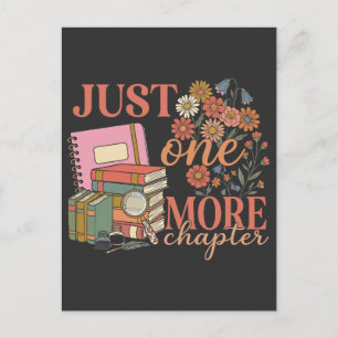 Just One More Chapter Book Lover Retro Stack Postcard