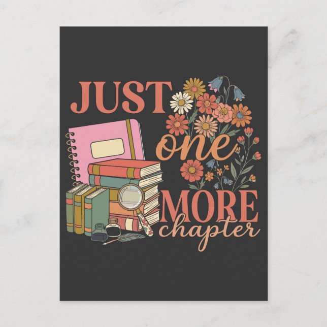 Just One More Chapter Book Lover Retro Stack Postcard (Front)