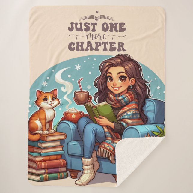 Just One More Chapter - Book Lovers Sherpa Blanket (Front)