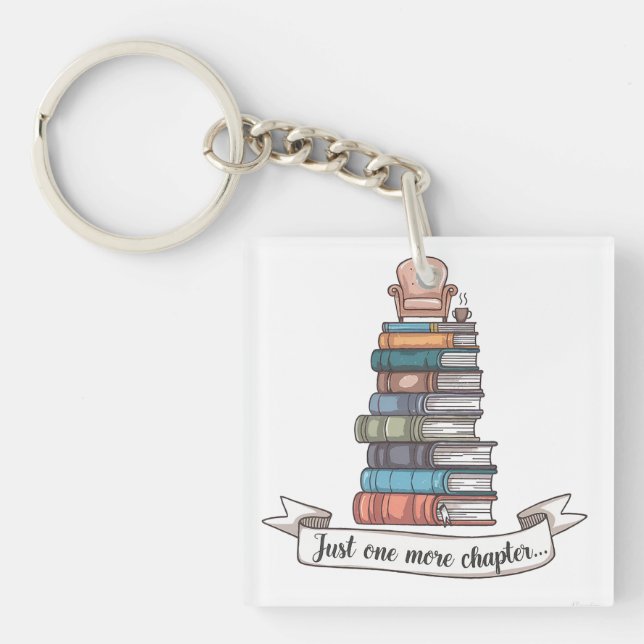 Just One More Chapter - Cozy Book Lover Design Key Ring (Front)