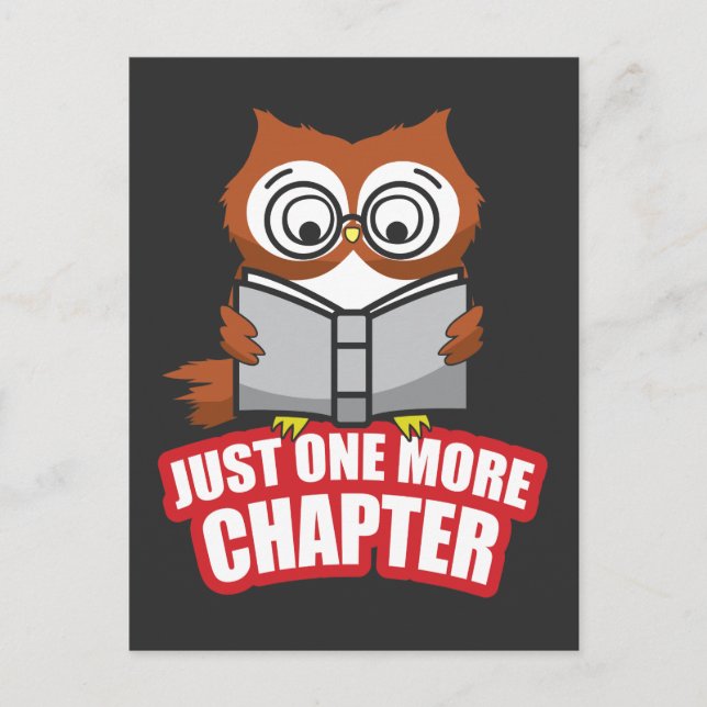 Just One More Chapter Cute Owl Reader Postcard (Front)