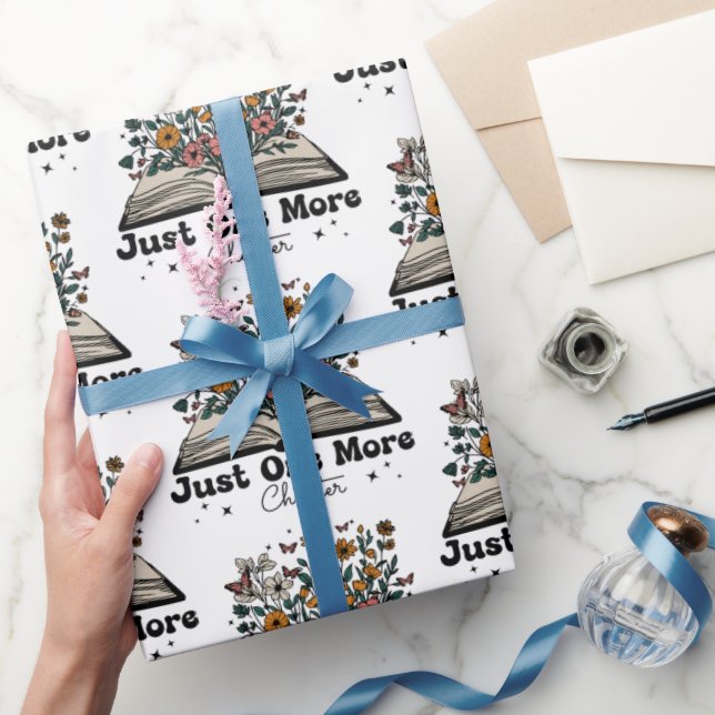 Just One More Chapter Floral Book Wrapping Paper (Gifting)