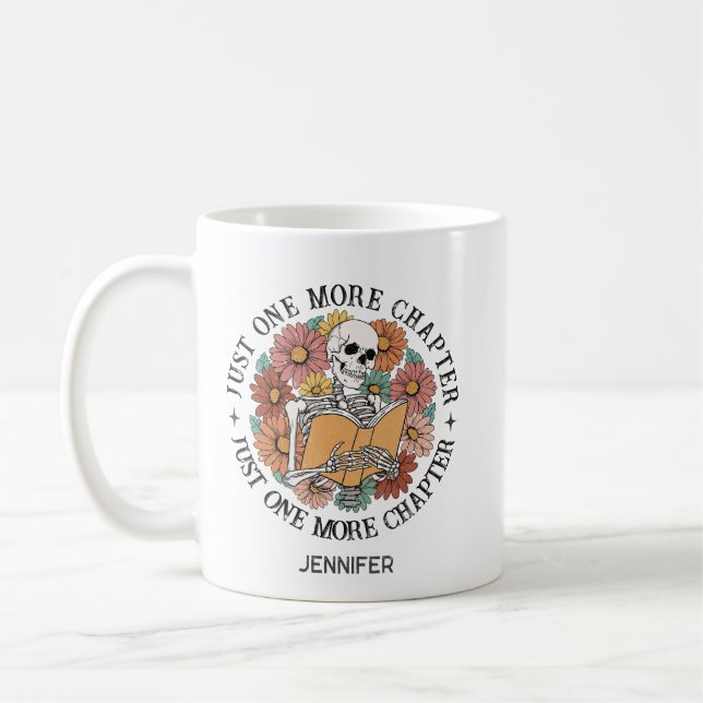 Just One More Chapter Funny Skeleton Teacher Mug (Left)
