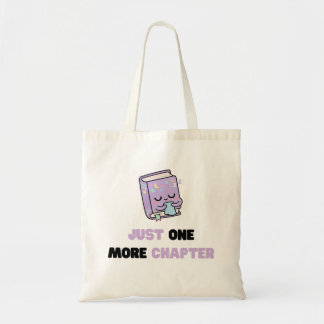 Just One More Chapter Funny Sleepy Book Vector Tote Bag