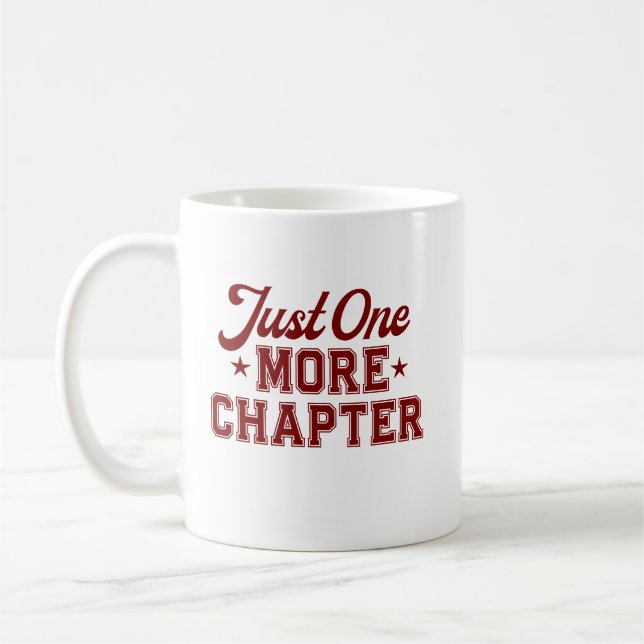 Just One More Chapter Mug Maroon Bookworm (Left)