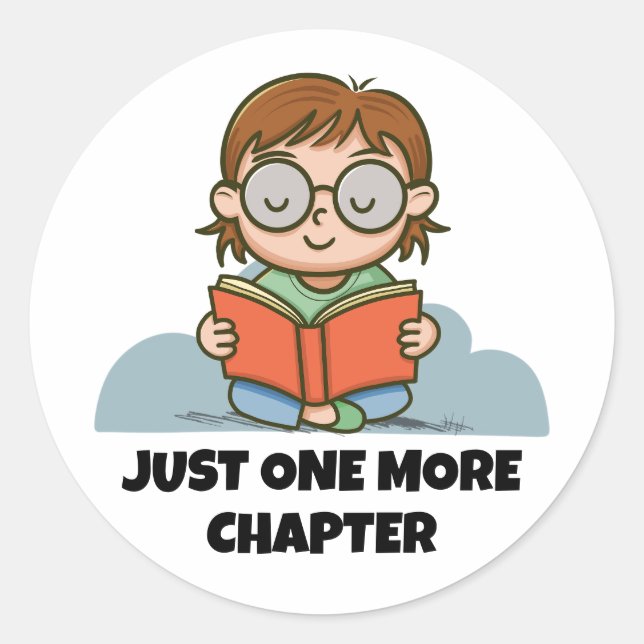 Just One More Chapter, Reading Book Worm Classic Round Sticker (Front)