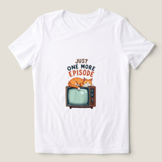 Just One More Episode – Cosy Cat & Retro TV Design Tri-Blend Shirt