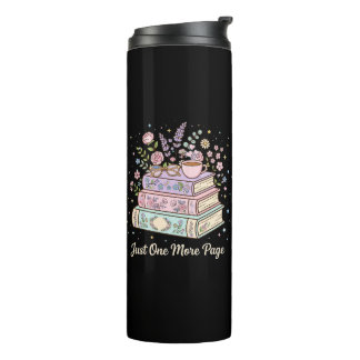 Just One More Page Floral Books Reading Design Thermal Tumbler